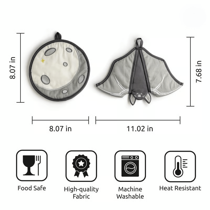 🎁TikTok Last Day Sale - 70% OFF🎉Batlicious Oven Mitts & Pot Holders Set🦇