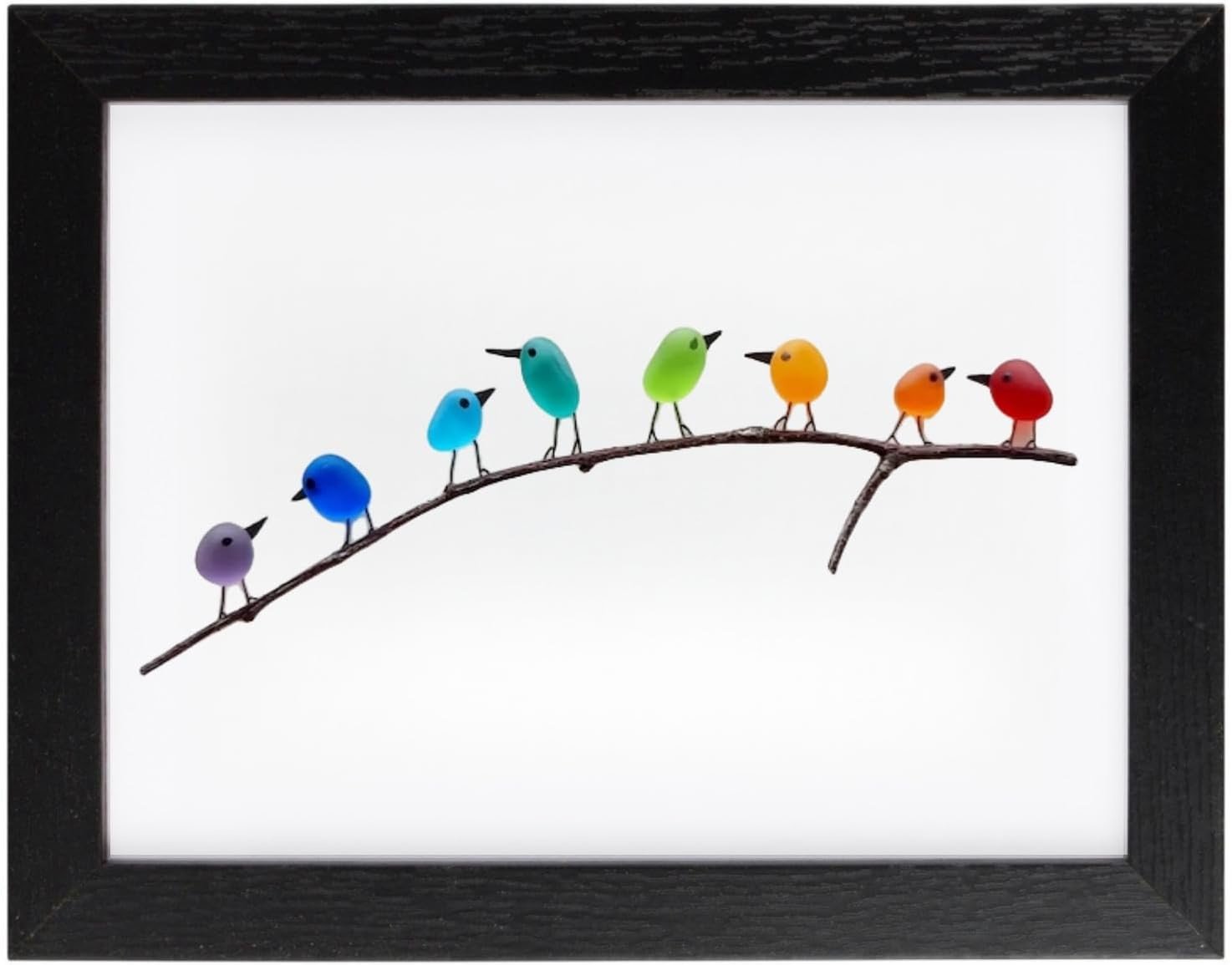 (🔥HOT SALE NOW 49% OFF) - Sea Glass Rainbow Birds - Framed Unique Handmade