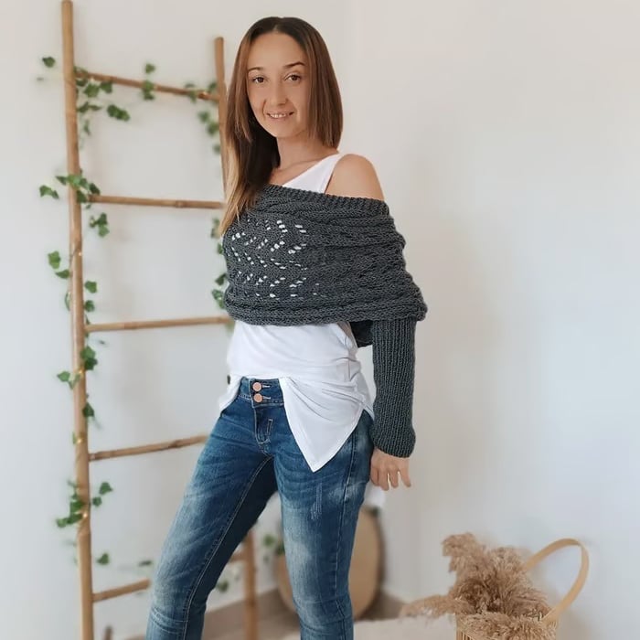 🎁Letzter Tag 49 % Rabatt🔥Gestrickter Zopfmuster-Umhang, Bolero für Damen