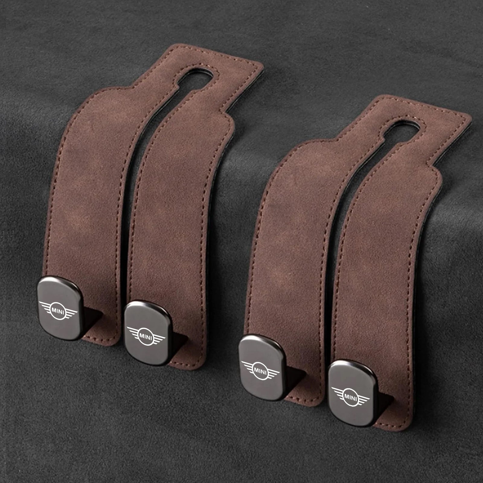 TwinHook Leather Car Headrest Hangers