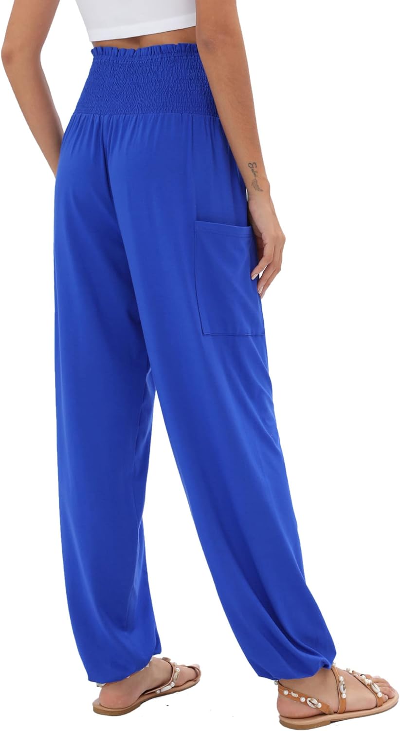 QIANXIZHAN Women's Harem Pants, High Waist Yoga Boho Trousers with Pockets