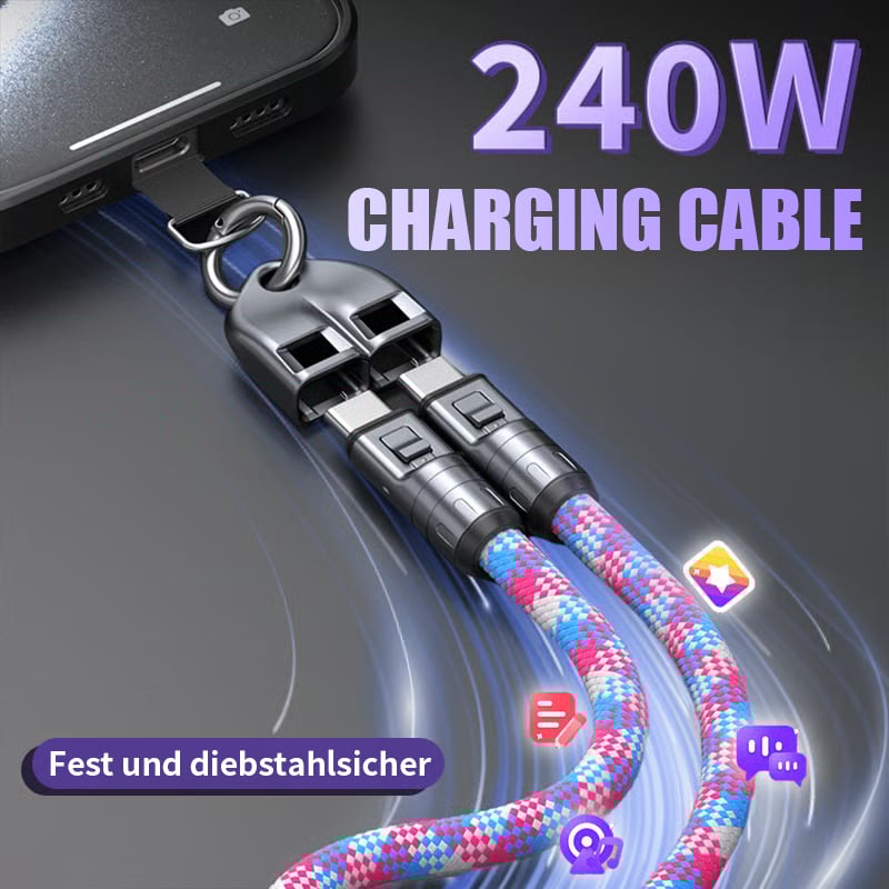 🔥Heißer Verkauf - 49% Rabatt⚡240W Lanyard Schnellladekabel mit Diebstahlsicherung