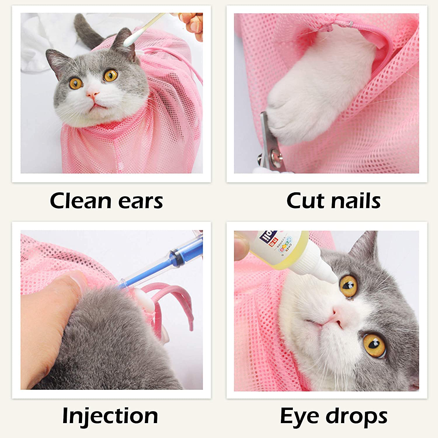 Cat Grooming Bag Bathing Shower Mesh Bag