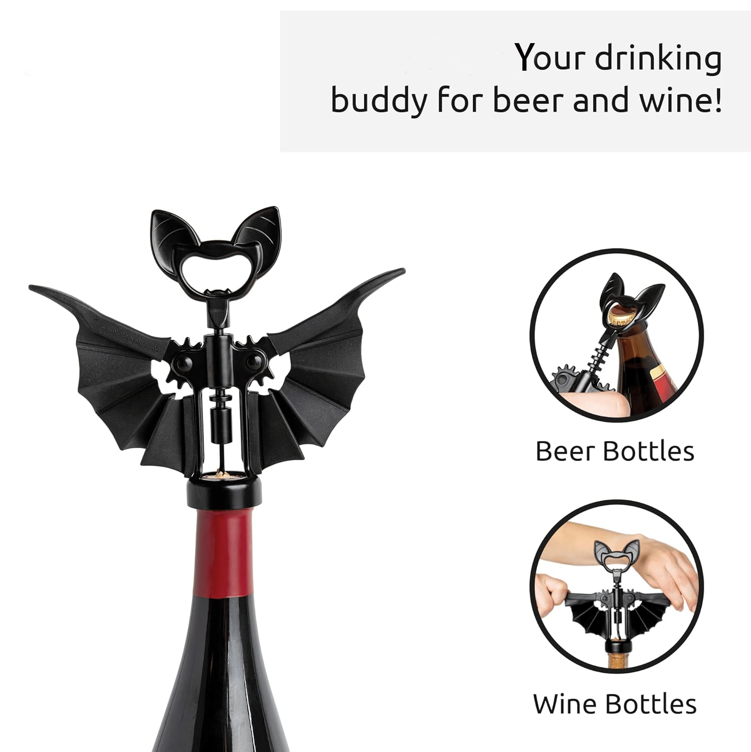 🔥🦇Bat Wine Opener with Wings