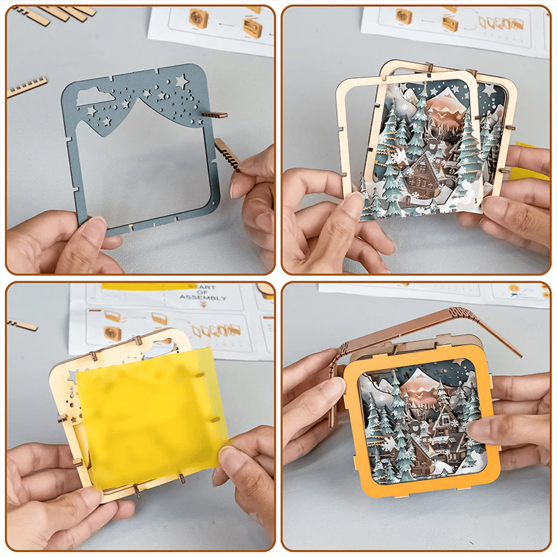 🎁3D Wooden Puzzle Night Light