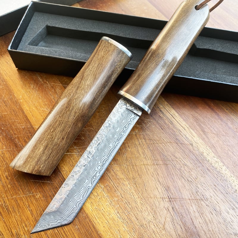 Bamboo forged Damascus steel knife