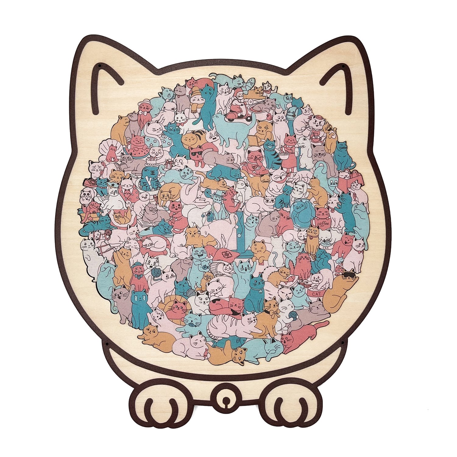 🎁TikTok Last Day Sale - 70% OFF🔥135-Piece Morandi-Colored Cat Shaped Wooden Jigsaw Puzzle
