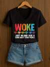 V-Neck Retro Women Woke Just Means Give A Damn About Other People Print T-Shirt
