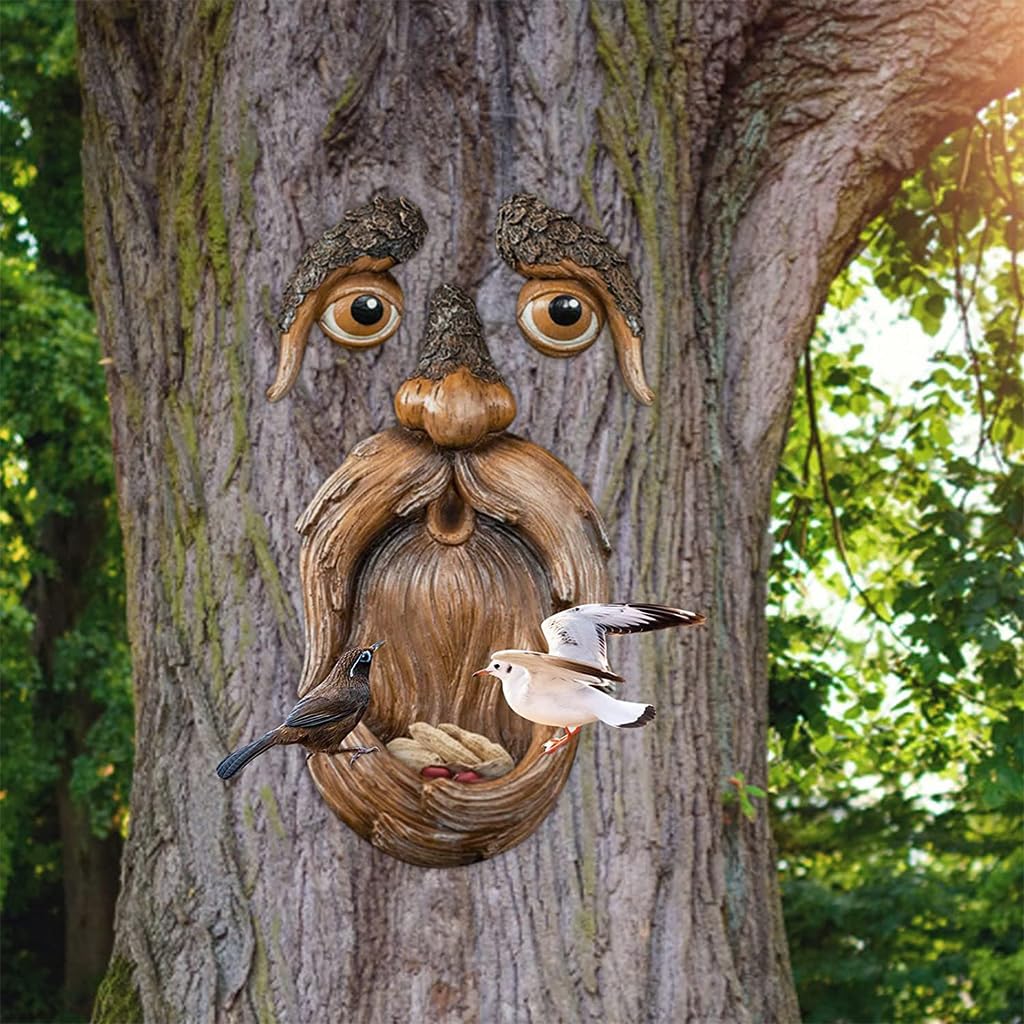 🎖️July 4th Flash Sale: 50% OFF Sitewide! 💕Handmade Tree Faces Garden Decor –Tree Hugger Bird Feeder