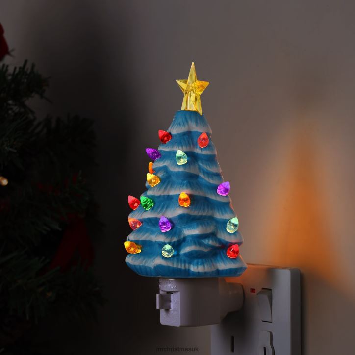 Vintage Ceramic Christmas Tree Nightlight - 6-1/2-in