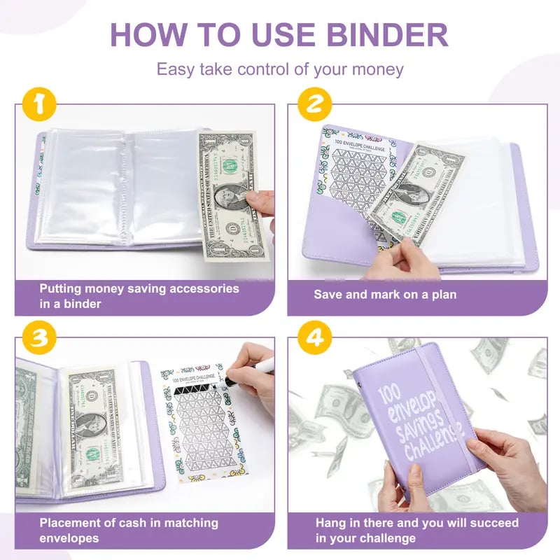 Last Day Promotion 70% OFF - 🔥100 Days Money Saving Challenge Coin Envelope BudgetStorage Book💵