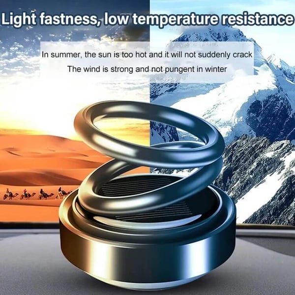 🚗Solar Rotating Double Ring Suspension Car Aromatherapy Ornament💖