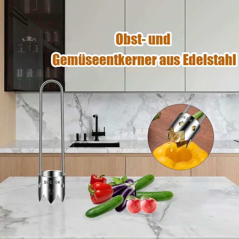 🔥Heißer Verkauf - 50% Rabatt🫑🍎2025 Verbessertes, wiederverwendbares Werkzeug zum Entfernen von Fruchtsamen aus Edelstahl