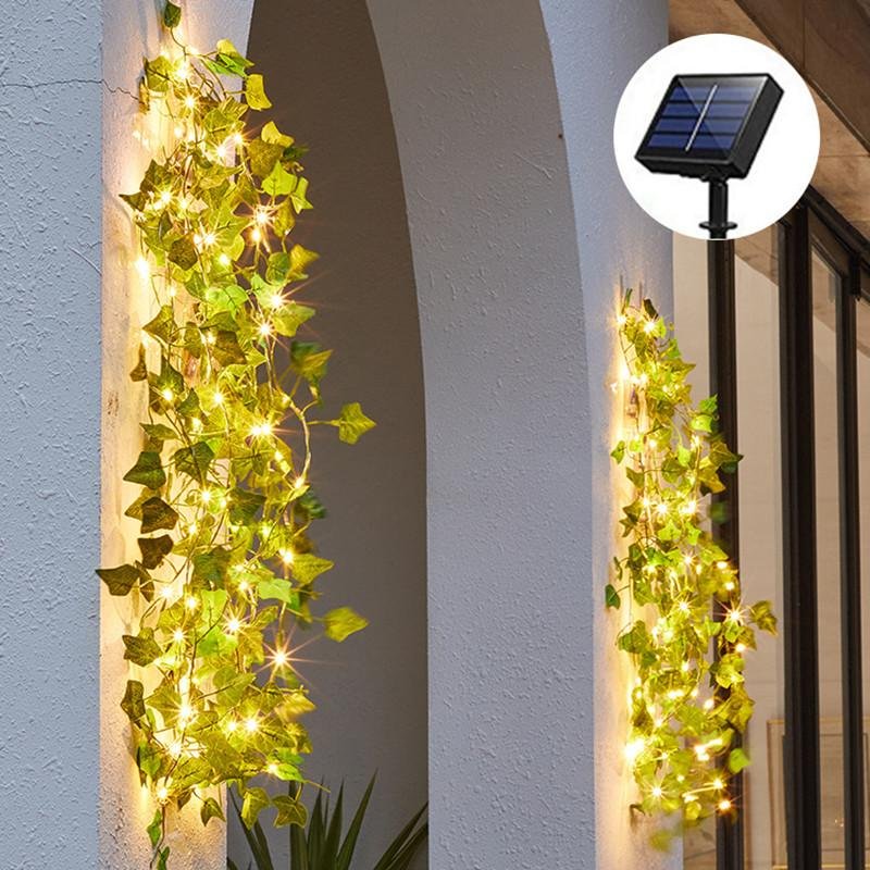 🌿Christmas Sale-49% OFF🔥Hot sale -Green Leaf Rattan Solar Decorative Light