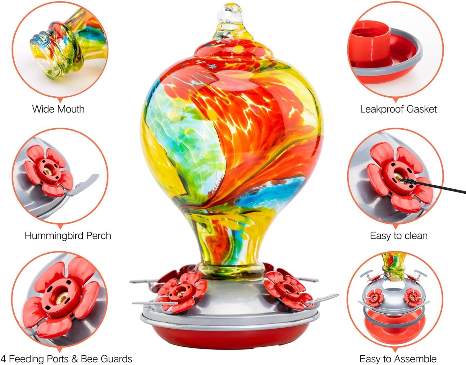 🎁2023-Christmas Hot Sale🎁Blown Glass Hummingbird Feeder-Buy 2 Free Shipping