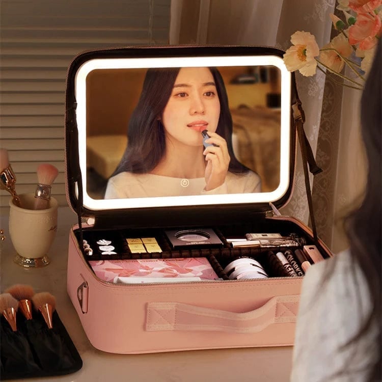 (🔥Last Day Promotion 50% OFF) Makeup bag with LED Mirror - Buy 2 Get Extra 10% OFF & Free Shipping