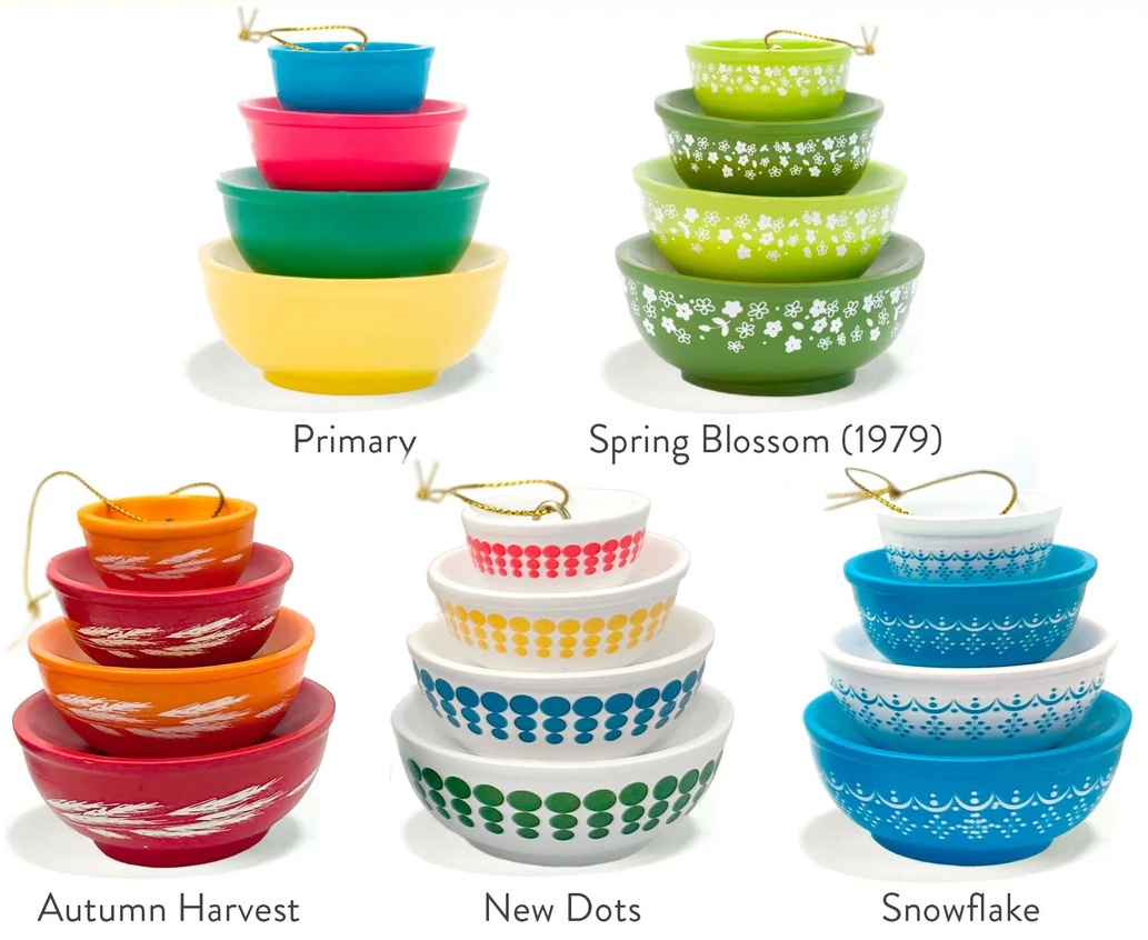 (🎄Early Christmas Sale - 49% OFF) Miniature Pyrex Bowl Stack Ornaments, 🔥Buy 5 Get 5 Free & Free Shipping