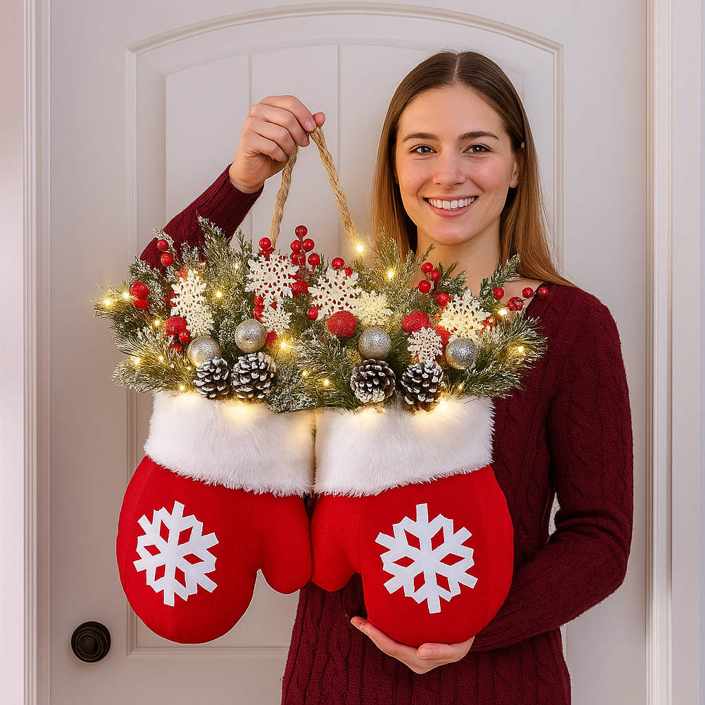 Handmade Christmas Mitten Wreath