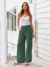 LILLUSORY Women's Linen Summer Palazzo Pants Flowy Wide Leg Beach Pants with Pockets