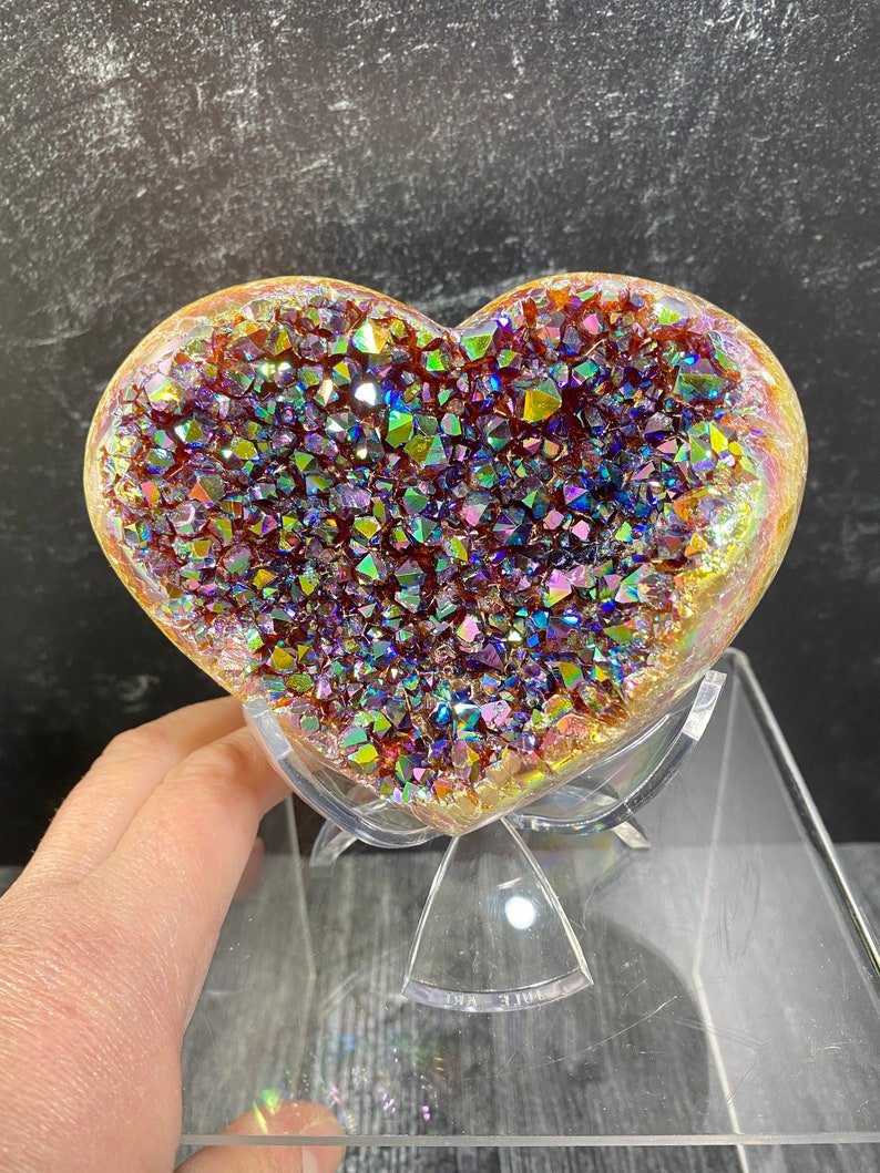 (🎄Christmas Sale-48% OFF)Angel Aura Heart Shaped Rainbow Crystal Cluster🎉Buy 2 Get Free Shipping