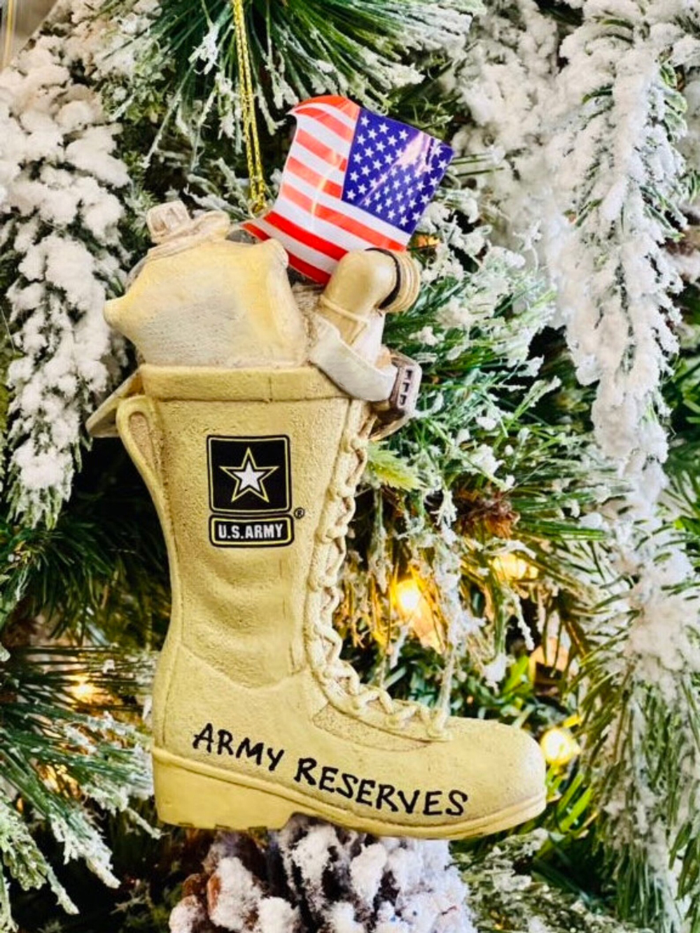 👢Handmade- Army Boot with U.S. Flag Ornament