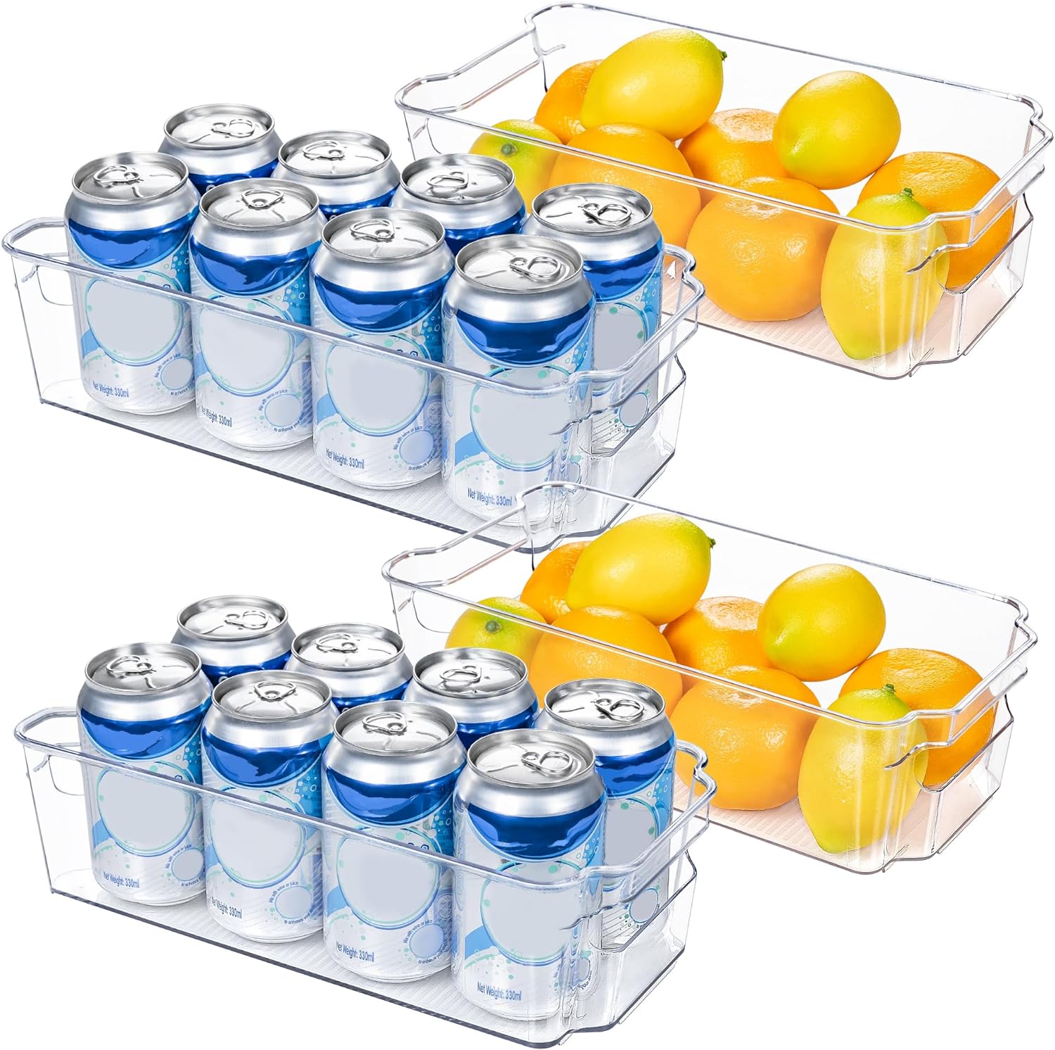 HOOJO Refrigerator Organizer Bins - 8pcs Clear Plastic Bins For Fridge, Freezer, Kitchen Cabinet, Pantry Organization, BPA Free Fridge Organizer, 12.5