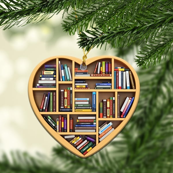 (🎄EARLY CHRISTMAS SALE - 50% OFF) 🎁💝Book Lovers Heart Ornament(2D Flat)