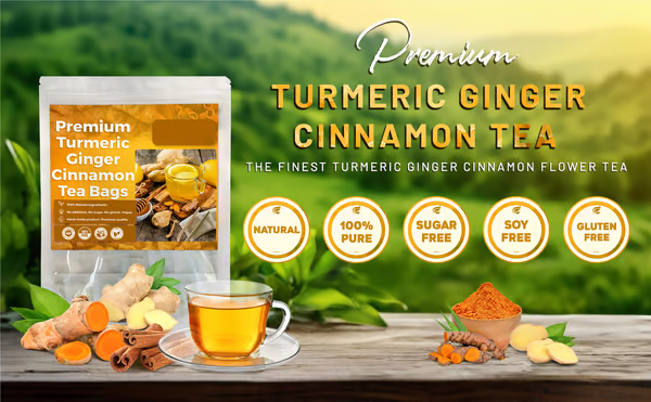 100% Natural Turmeric Ginger Cinnamon Tea