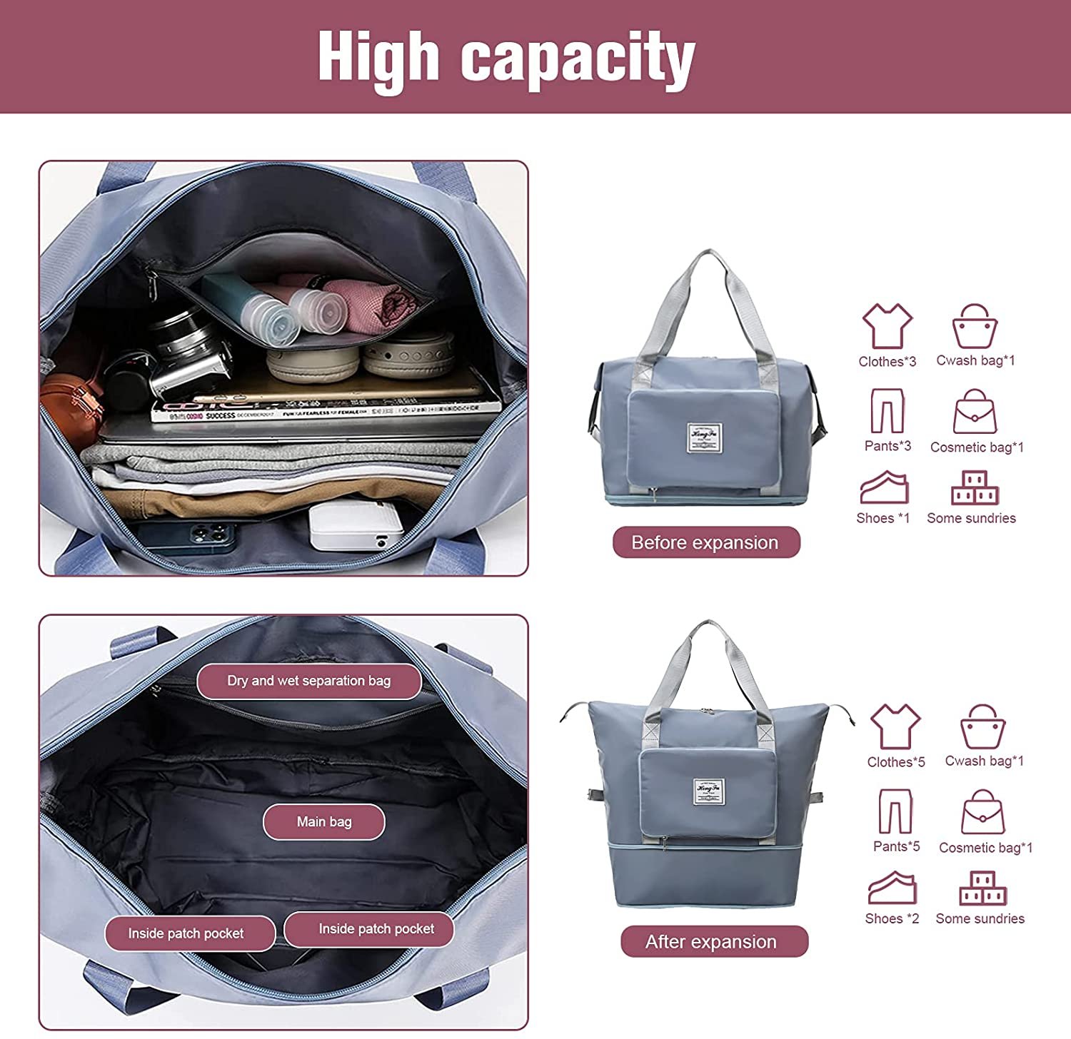 (🔥Last Day Promotion- SAVE 48% OFF) Collapsible Waterproof Large Capacity Travel Handbag