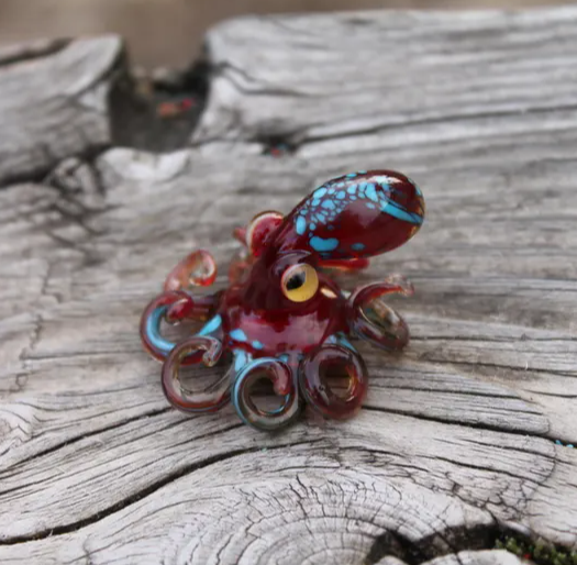 🔥🌊Blown glass orange and blue octopus glass statue octopus glass ocean octopus siren glass octopus statue