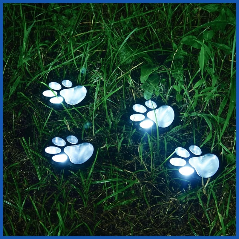 Paw Print Solar Ground Lights - Set of 4