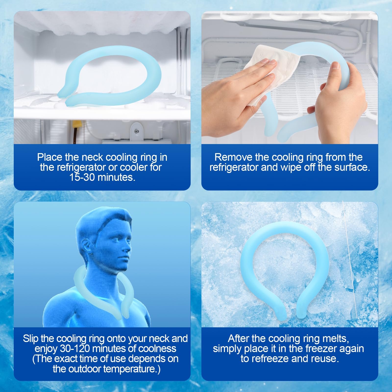 ⏰LAST DAY SALE 50% OFF🧊Reusable Cooling Neck Ring – Long-Lasting Sweat-Free Relief