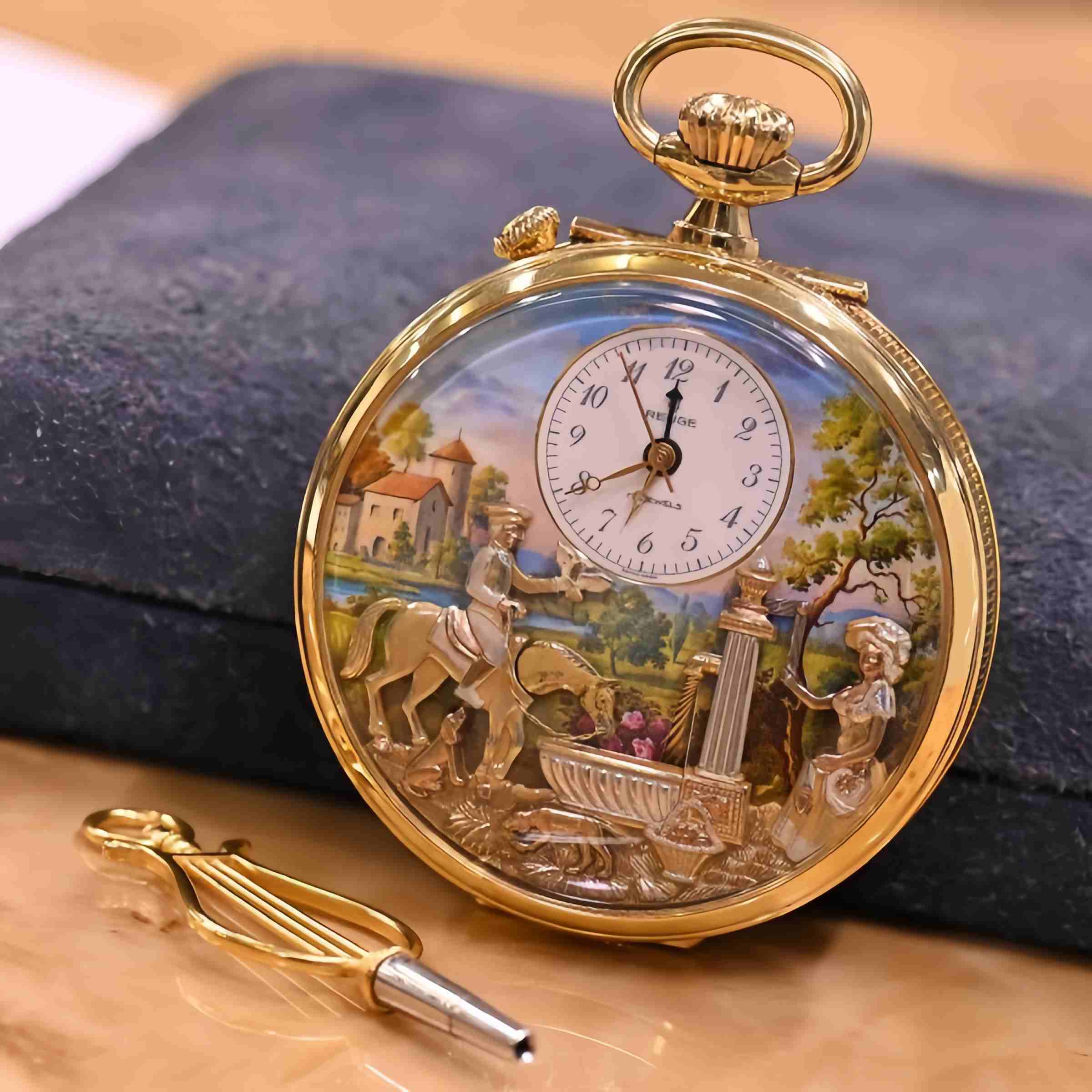 💥LAST DAY SALE 50% OFF💥Imperial Duke & Puppet Gold-plated Musical Automatic Open Pocket Watch