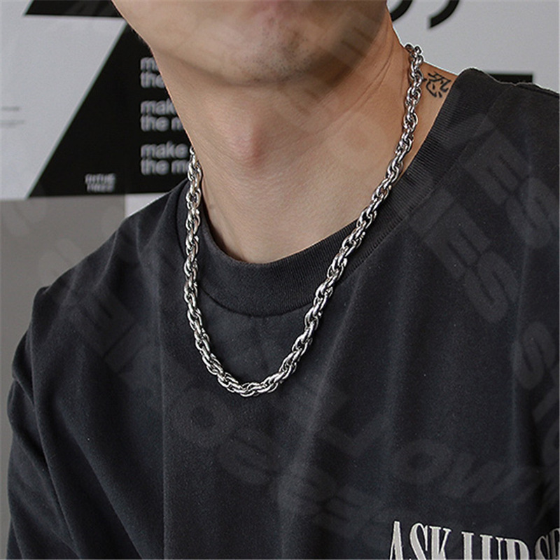 Hip-hop style titanium steel thick chain tide neck chain men and women's accessories plain chain