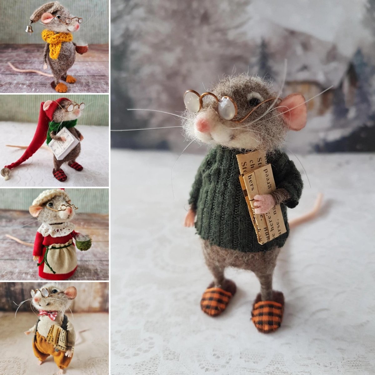 【🔥Handmade Production】🎄Cute Needle Felted Mouse🐭