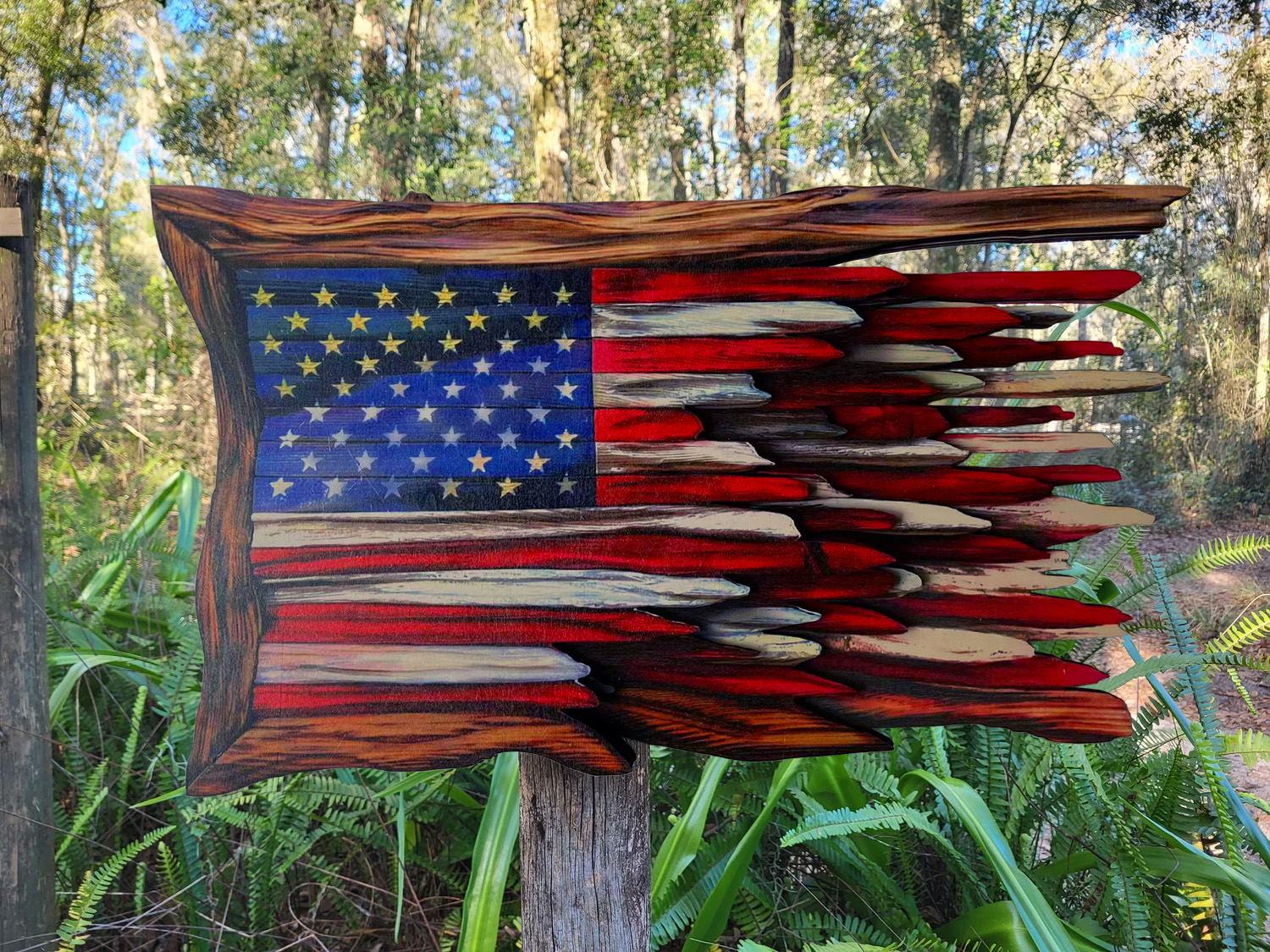 🔥Handmade Honor US Flag With Cypress Trim