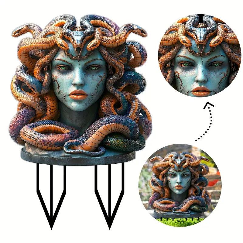 Medusa and Snake Garden Stake