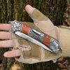 🔪 Folding EDC Pocket Knife – Classic Wood Handle