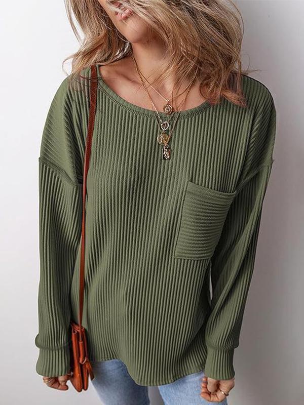 Women's casual round neck loose long sleeve T-shirt