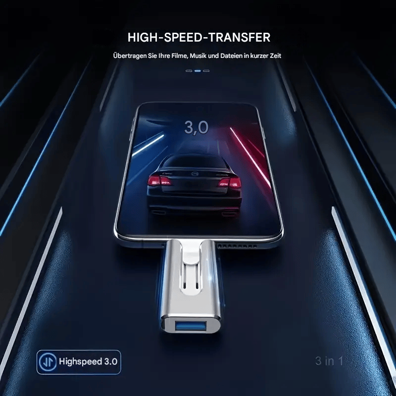 🔥Letzter Tag 50% RABATT -128 GB~ 1TB Micro-USB+ Lightning+ USB-C+USB-A 4 in 1 -Handy, Tablet, Computer, Drei-Terminal-Verbindung