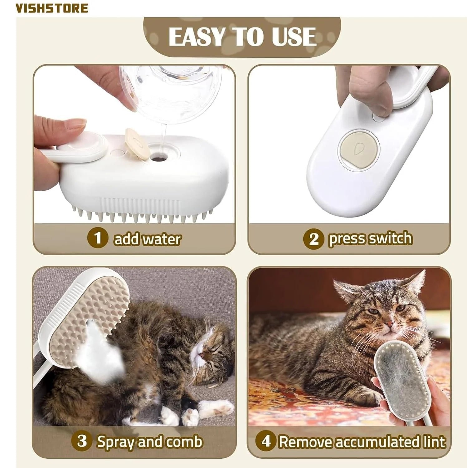 🔥Letzter Tag 49% Rabatt🐾3 in 1 Haustier Grooming Dampfbürste