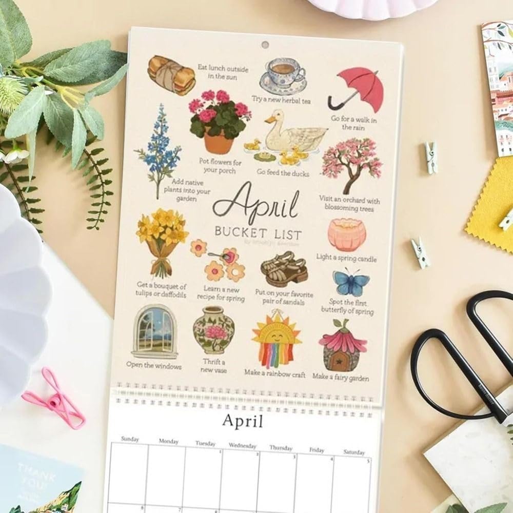 📅2025 Bucket List Calendar,Fun Activity Planner with Monthly Goals✨