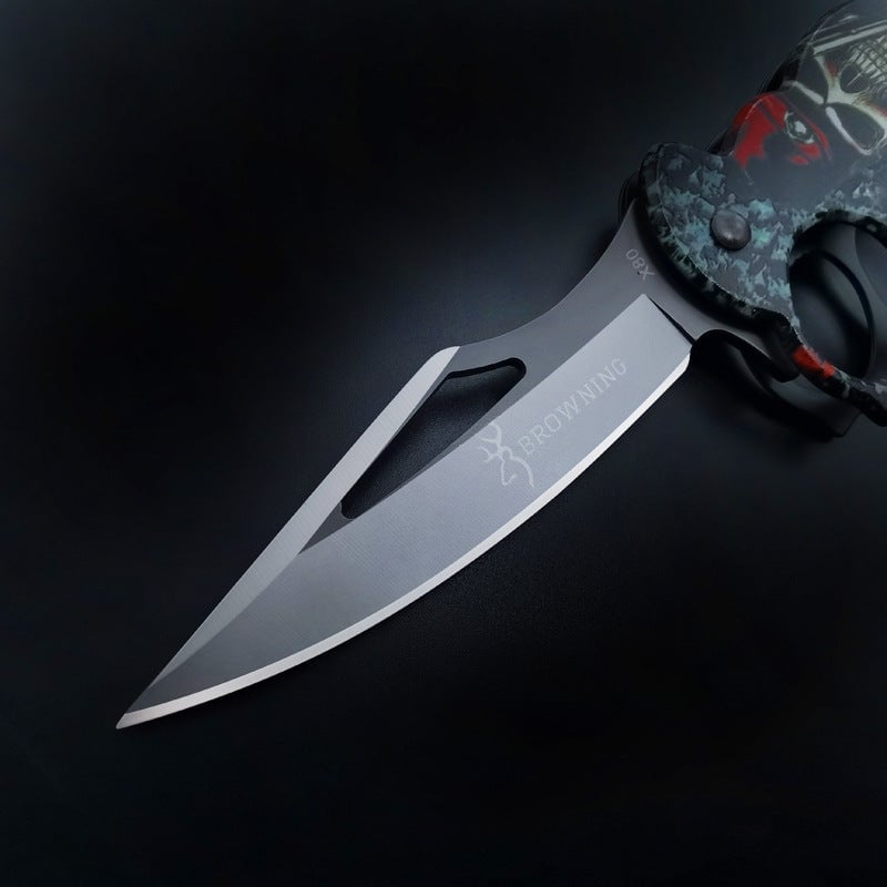 New Skull Printed Knuckle Folding Knife