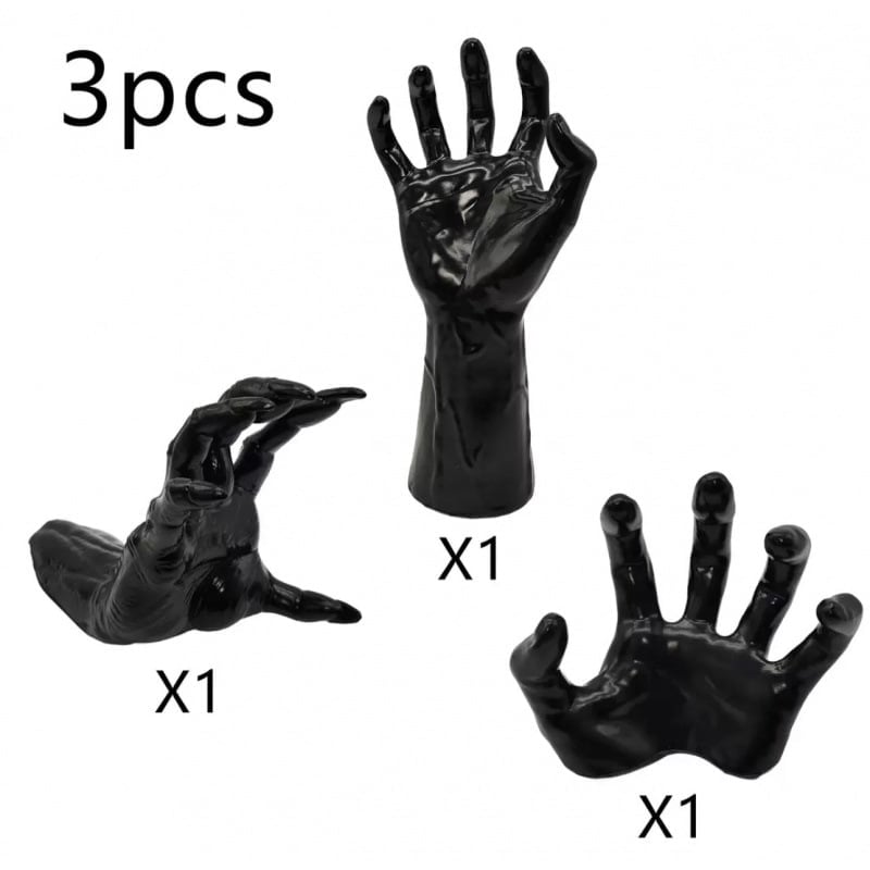 🎁TikTok Last Day Sale - 70% OFF🔥Life-Size Creepy Hands Wall Decor – 3-Piece Set with LED Candles for Gothic Halloween