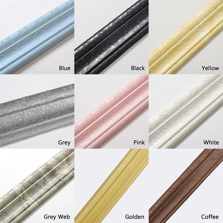 Self-Adhesive Environmental Protection 3D Wall Edging Strip (7.55 FEET/ROLL)