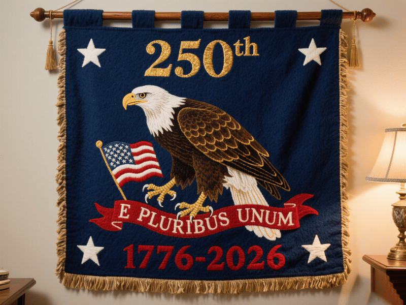 🔥Last Day 49% OFF - 🔴🔵⚪250th Anniversary Embroidered Eagle Tapestry🦅