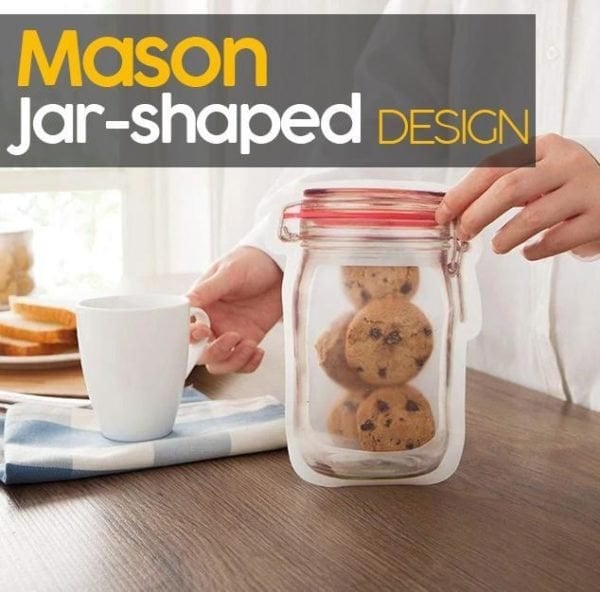 Reusable mason bottle ziplock bag