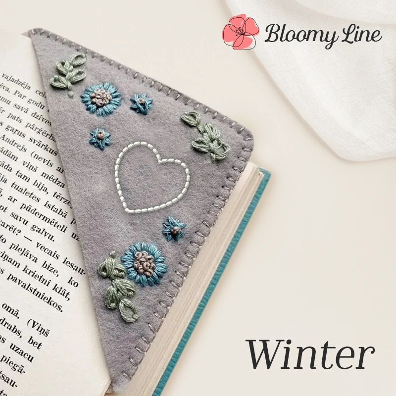 Bloomy Line - Personalized Hand Embroidered Corner Bookmark