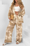 Ladies' Lapel Printed Loose Casual Suit