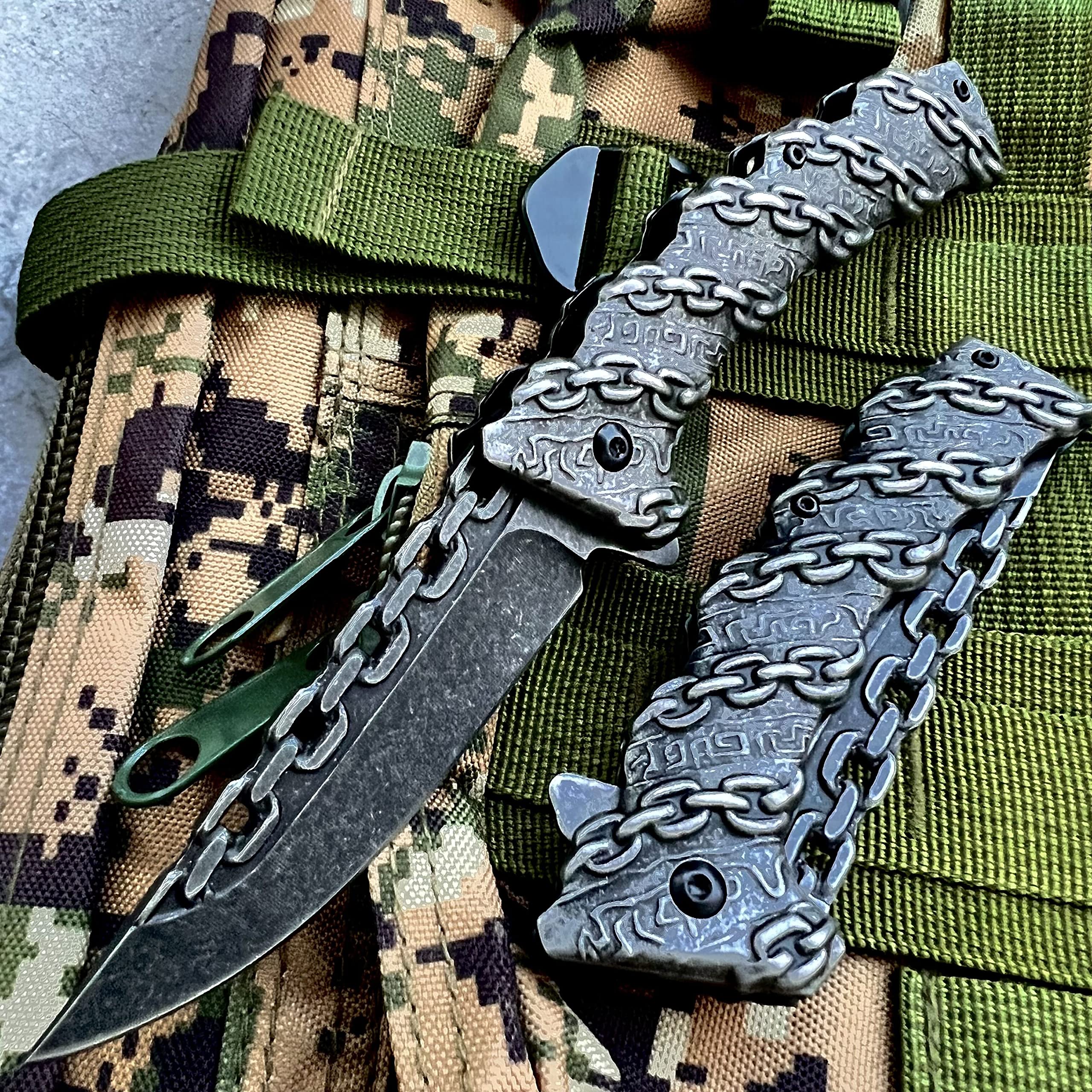 Embossed folding knife mountaineering portable camping knife for self-defense